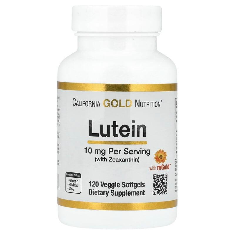 Лютеин и Зеаксантин California Gold Nutrition Lutein 10 мг with Zeaxanthin для здоровья глаз 120 растительных (2243855656)