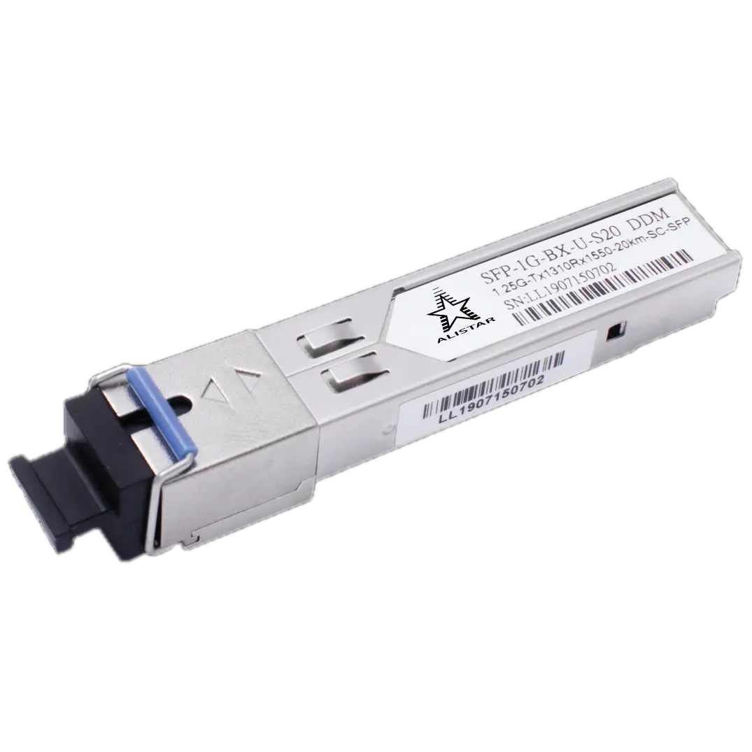 Модуль одномодовой ALISTAR SFP-1G-BX-U-S20 SFP 1G 1SM WDM SC 20KM TX1310/RX1550nm DDM для коммутаторов Серый (634063)