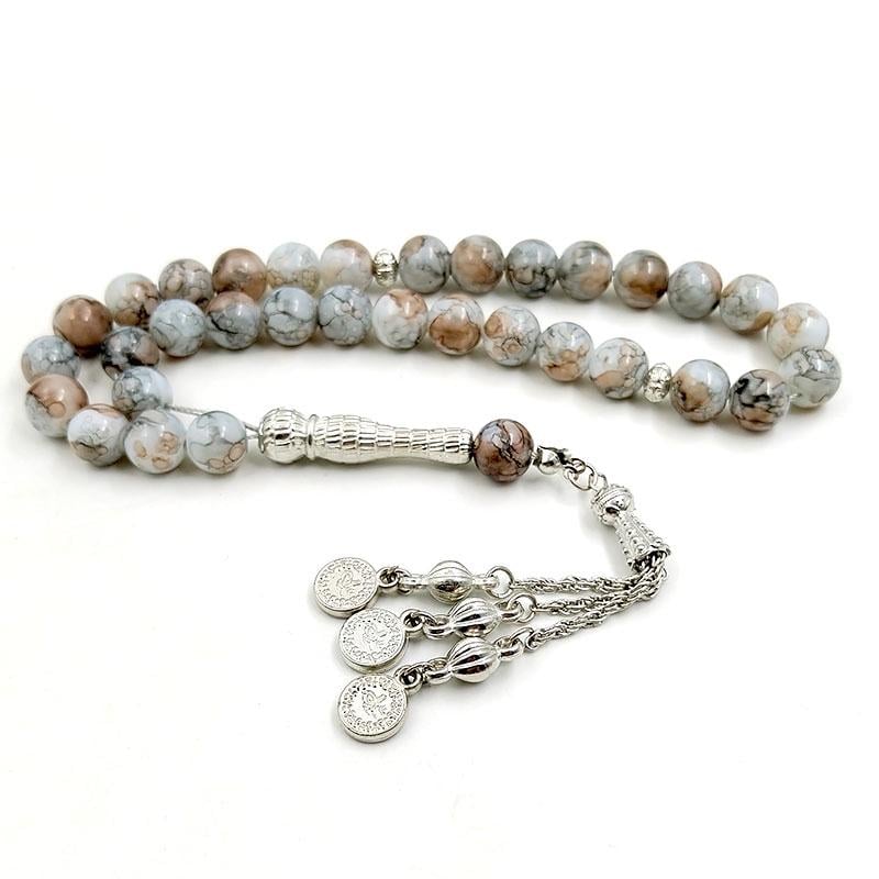 Четки из искусственного камня с металлической кисточкой бусины 10 мм 33 бусины (VA-1430294616)