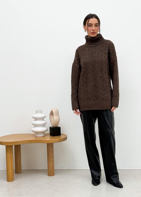 Светр з візерунком жіночий ART KNIT Олівія oversize Коричневий - фото 3 Светр з візерунком жіночий ART KNIT Олівія oversize Коричневий - фото 3