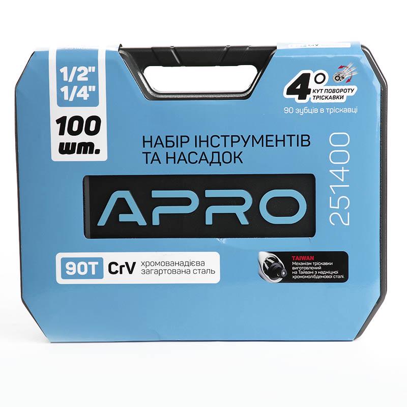 Набір насадок і інструментів Apro CrV ¼, ½ 90Т 100 шт. (9677) - фото 6