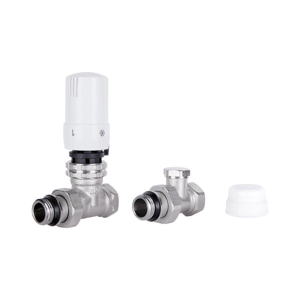 Комплект кранов с термоголовкой радиаторный прямой 1/2'' (SD353W15)