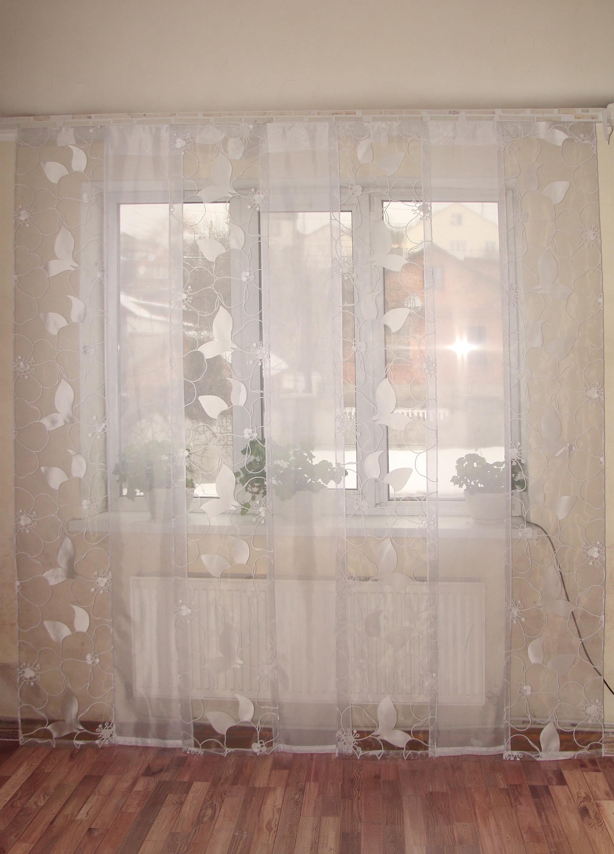 Комплект панельных шторок к полу Lumelle Flowers карниз 250 см Белый (21_6т)