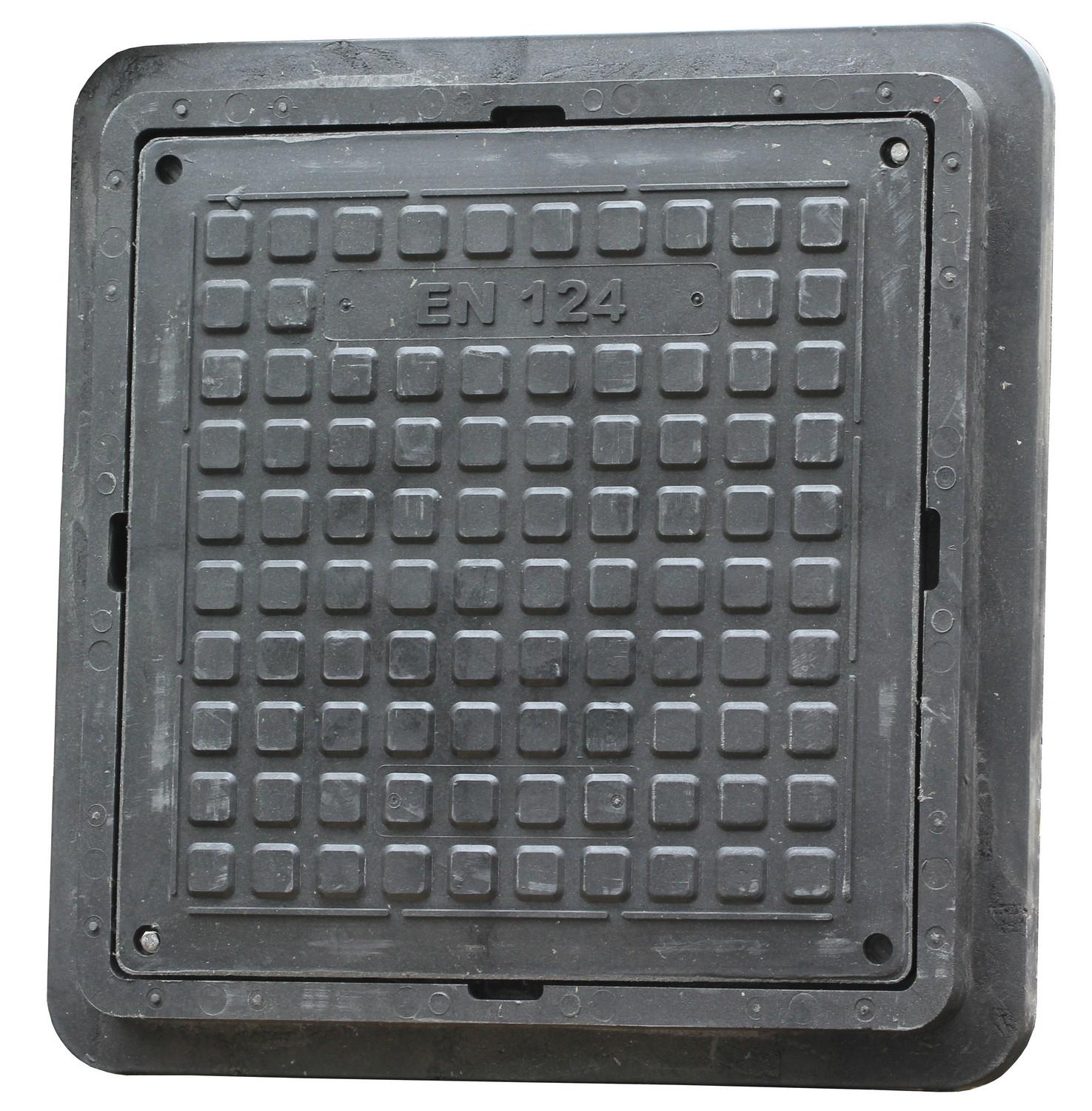 Люк квадратный Ruslana EN124 600x600 мм 1,5 т полимер Черный песчаный (AR6743)