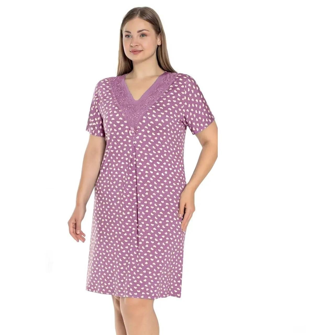 Ночная рубашка Cotpark 13635k из вискозы с кружевом батал 2XL Сиреневый (33759013) Ночная рубашка Cotpark 13635k из вискозы с кружевом батал 2XL Сиреневый (33759013)