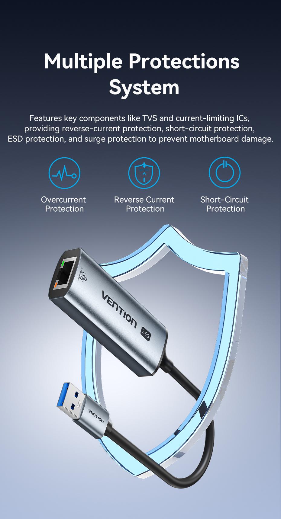 Адаптер USB-C Vention USB RJ45 0.15 м Серый (CFSHB) - фото 8