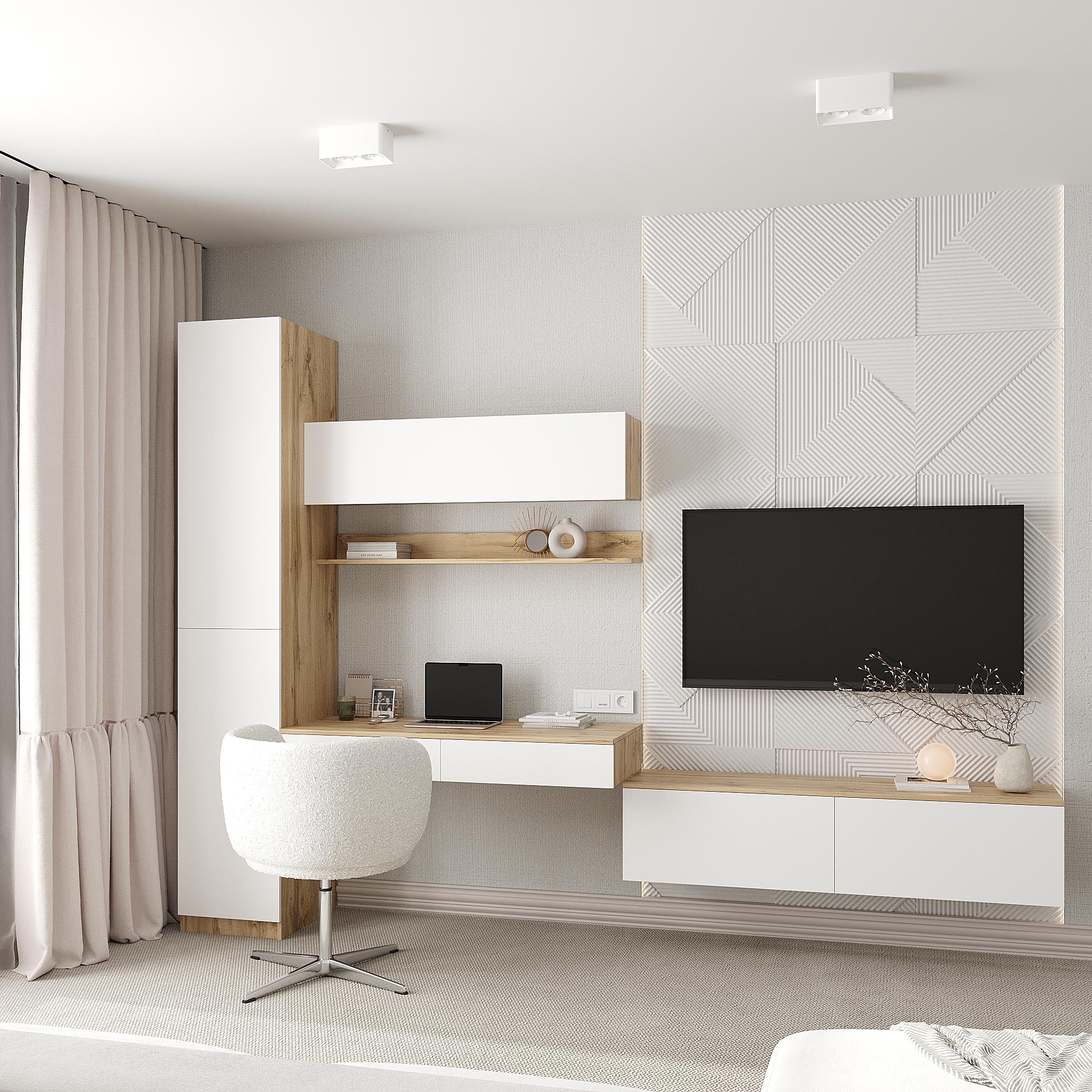 Комплект мебели Эйр пенал/стол подвесной/полка/тумба Дуб тахо/Белый (28523329)