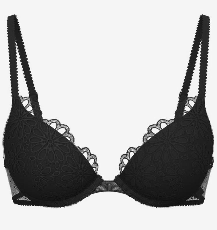 Бюстгальтер из пуш-ап Victoria's Secret Sexy Tee с вышивкой маргариток 75B Черный (27070454) - фото 3