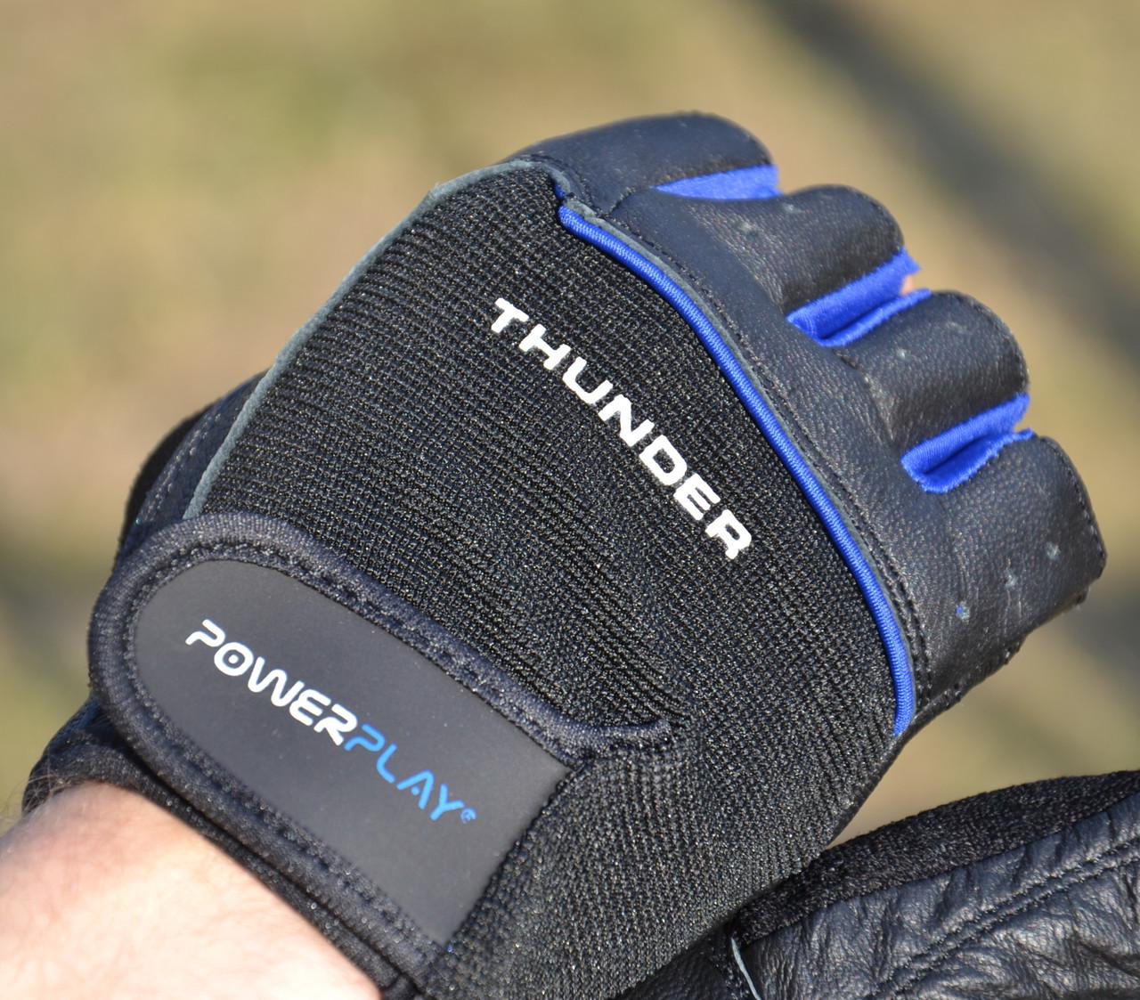Перчатки для фитнеса PowerPlay 9058 Thunder L Черно-синий (A-012482) - фото 7 Перчатки для фитнеса PowerPlay 9058 Thunder L Черно-синий (A-012482) - фото 7