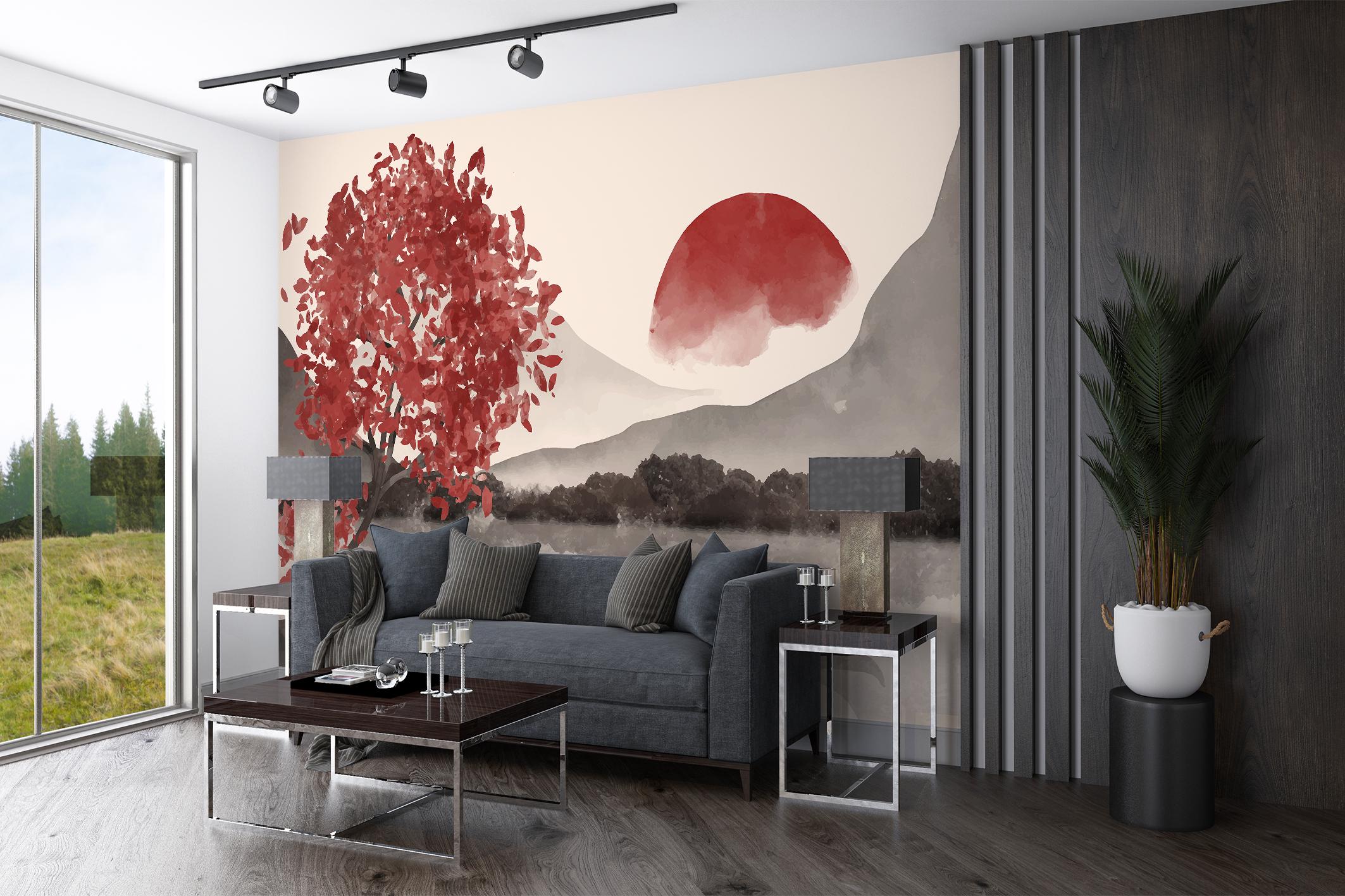 Фотошпалери флізелінові Upstream Японський пейзаж Червоне сонце над озером 285х190 см (S5NTR-109/4) - фото 4 Фотошпалери флізелінові Upstream Японський пейзаж Червоне сонце над озером 285х190 см (S5NTR-109/4) - фото 4