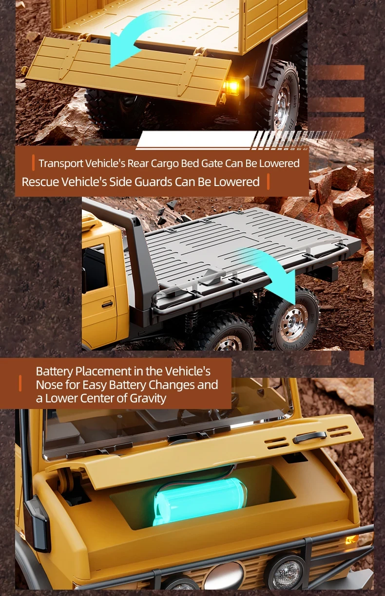 Машина радіокерована JJRC C8823 Mercedes Unimog 6x6 Жовтий - фото 5 Машина радіокерована JJRC C8823 Mercedes Unimog 6x6 Жовтий - фото 5