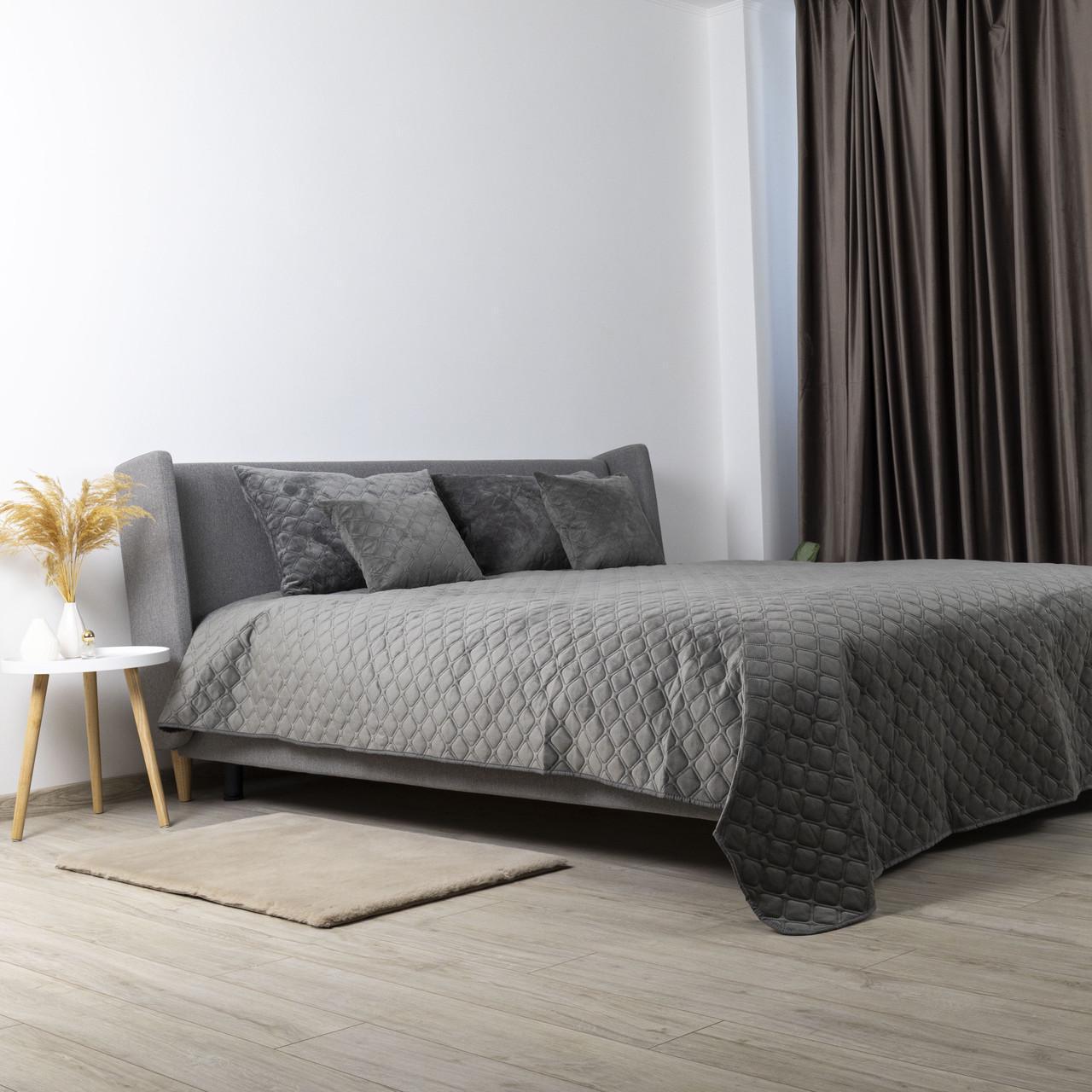 Покривало ТЕП VELOUR ромб круглий 240х260 см Сірий (4-00518 22394) - фото 5