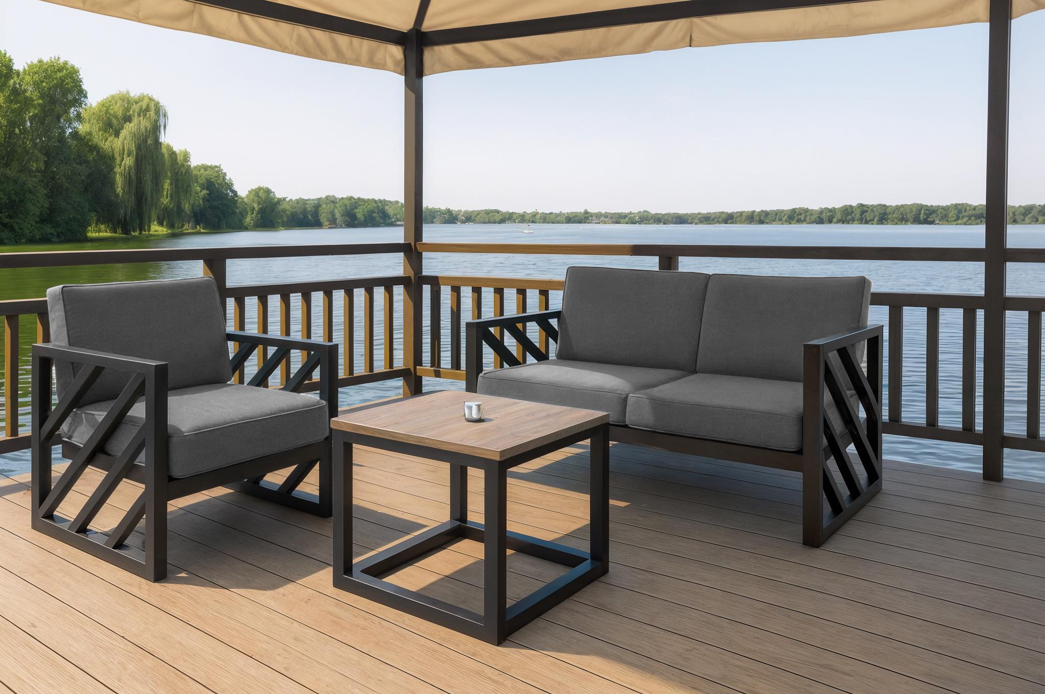 Диван металлический Tobi Sho Гранд/DV4 с подушками 750х1300х700 мм рогожка Светло-серый/34 (DV40R525) - фото 4