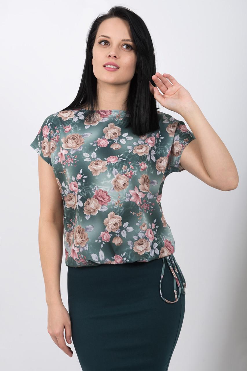 Блузка женская со шнурком Розы 159 4XL Green - фото 1 Блузка женская со шнурком Розы 159 4XL Green - фото 1