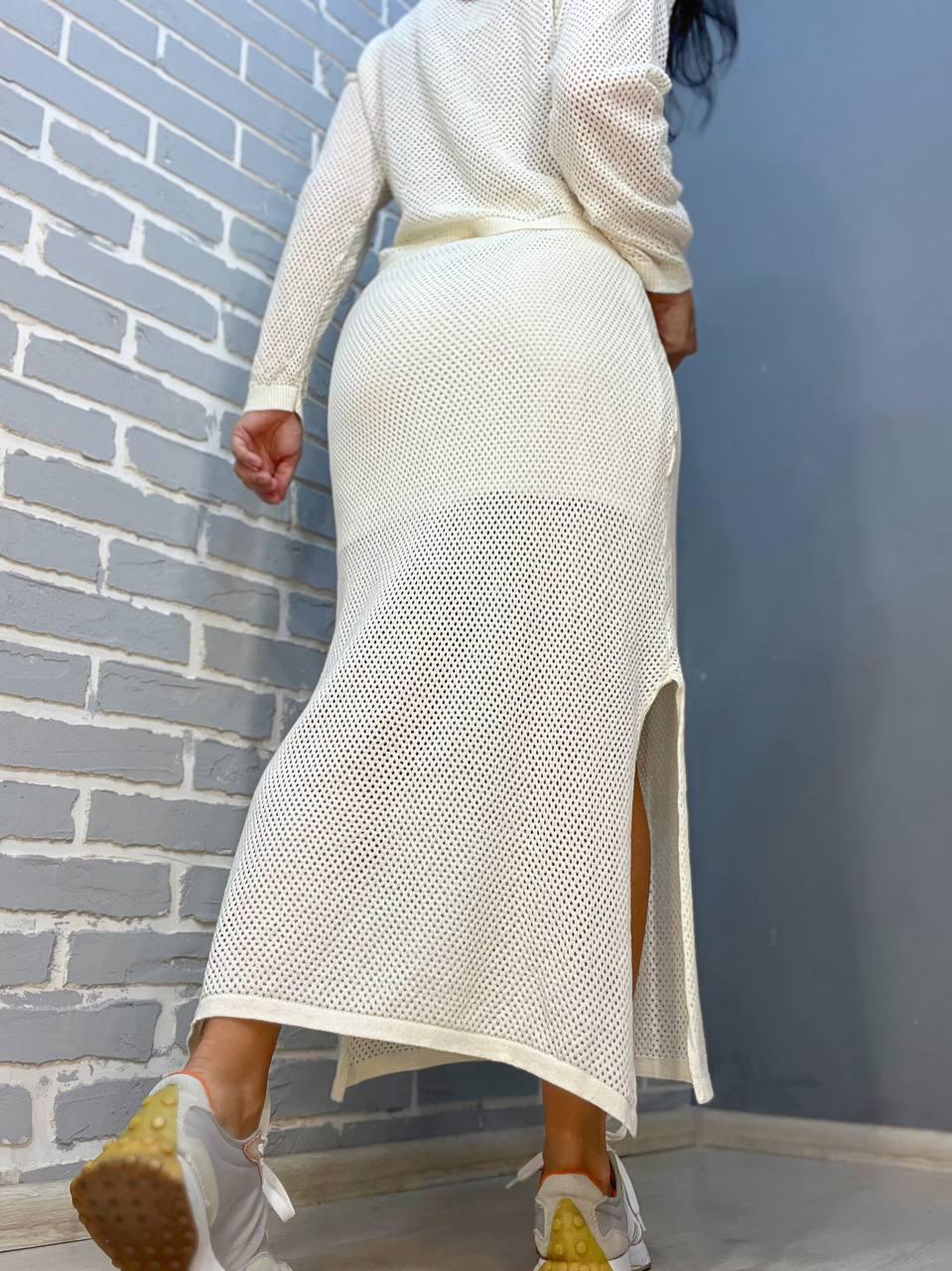 Костюм женский Mintas 2418-4208 длинная юбка с регланом OS Молочный (2545) - фото 4 Костюм женский Mintas 2418-4208 длинная юбка с регланом OS Молочный (2545) - фото 4