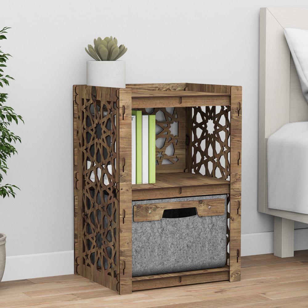 Тумба из дерева прикроватная Hexagonica Arabic с серым ящиком 600х413х345 мм (111633)