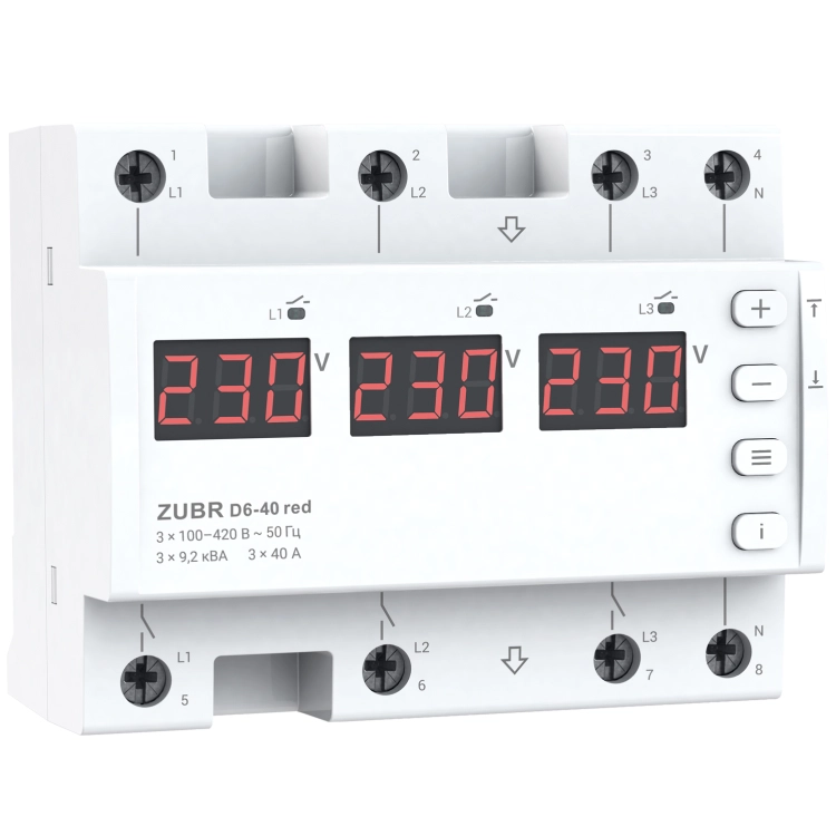 Реле напруги ZUBR D6-40 Red (000270067) - фото 1 Реле напруги ZUBR D6-40 Red (000270067) - фото 1