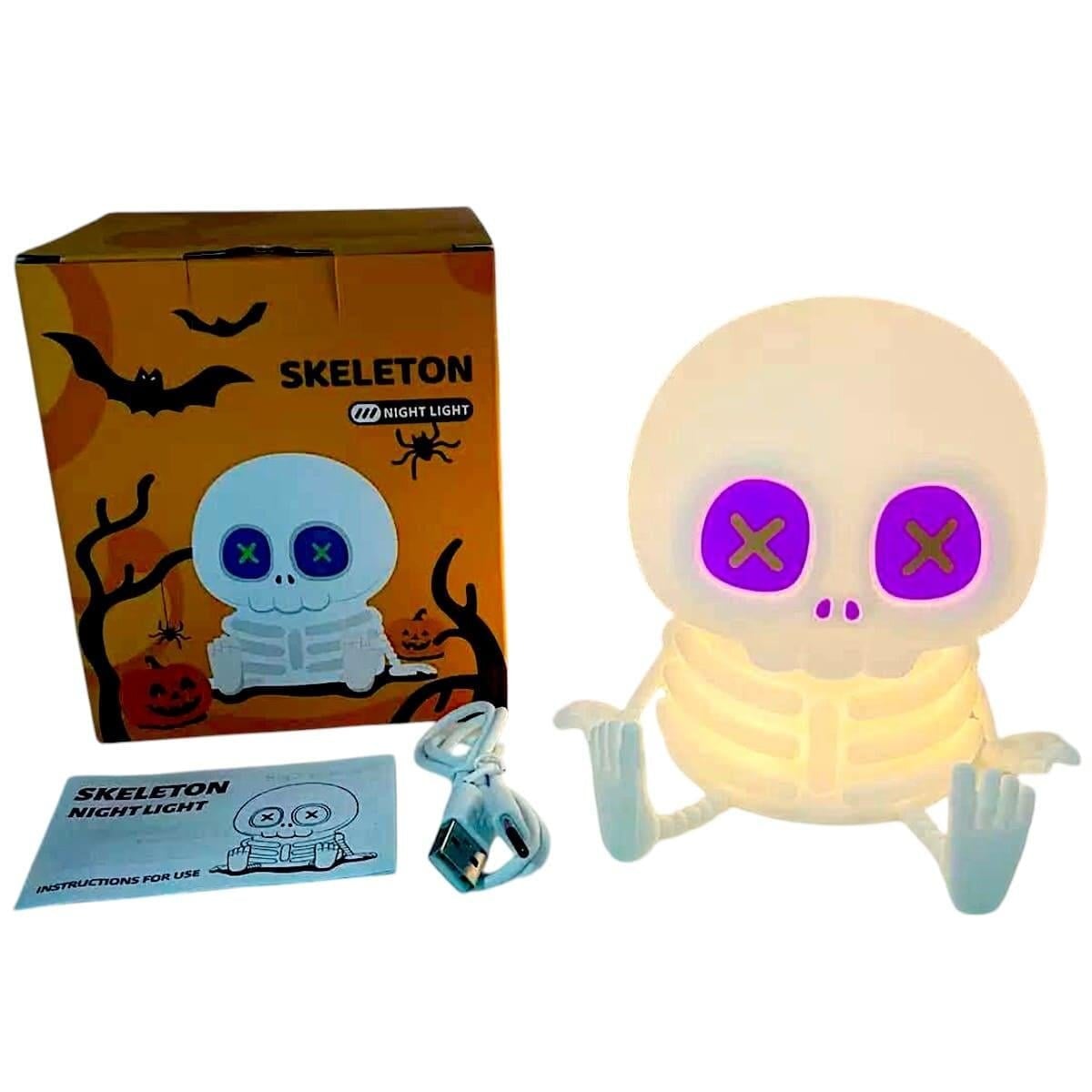 Силіконовий нічник Скелет з фіолетовими очима Halloween Skeleton Night Light (3161012386)