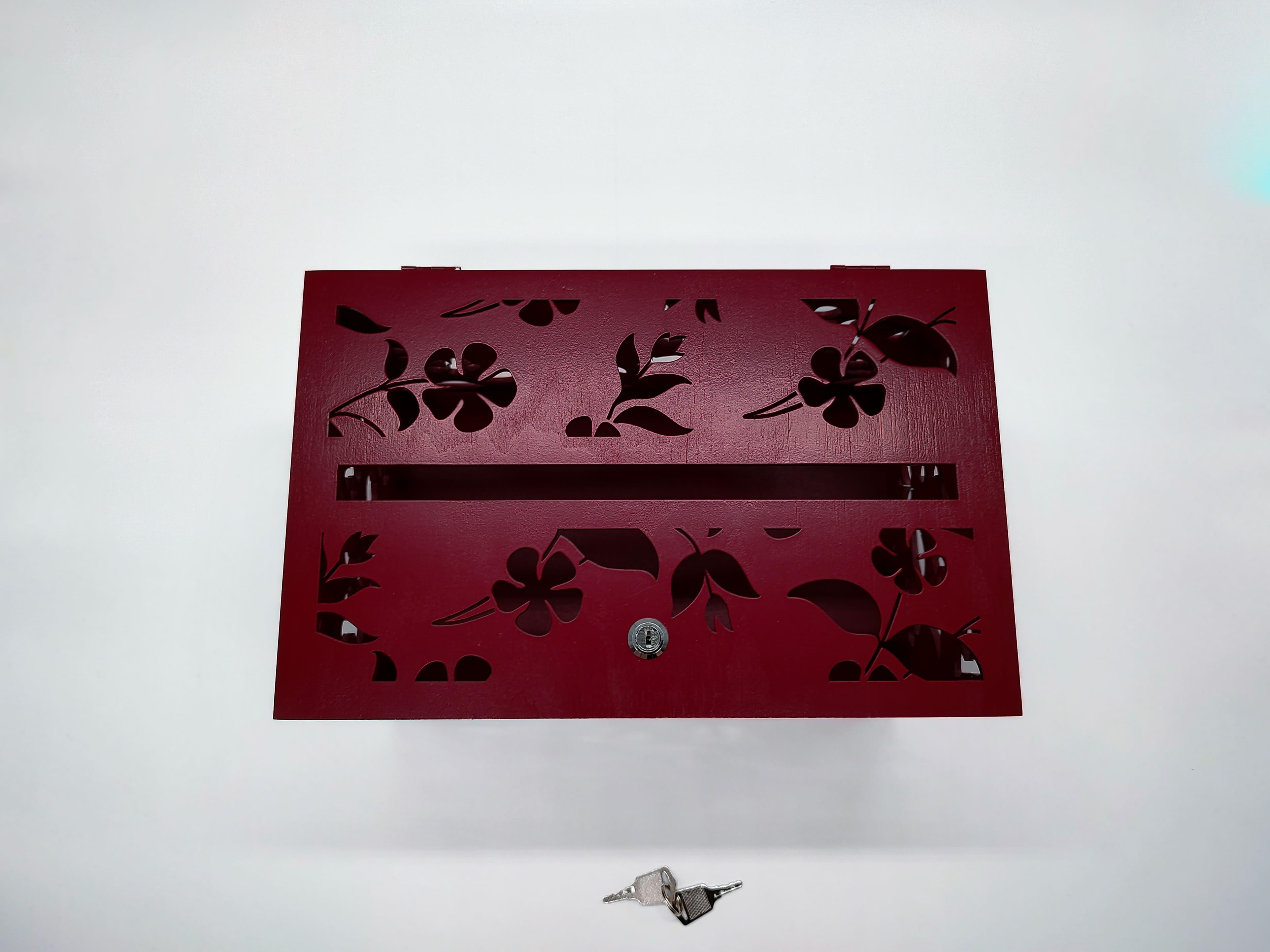 Шкатулка свадебная для денег Цветы S Бордовый (27209296)