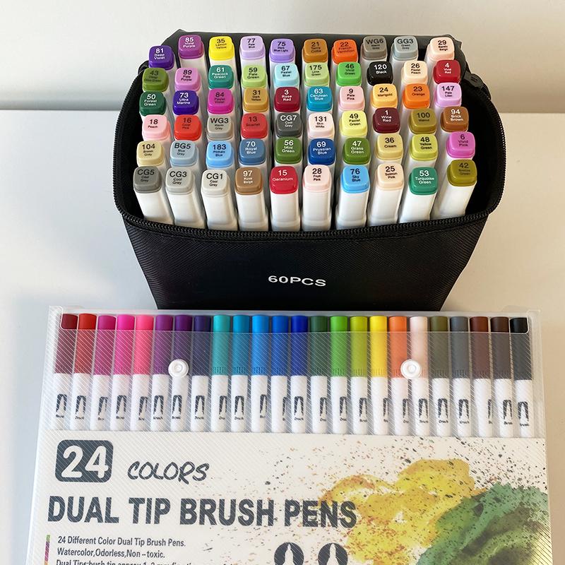 Набор для скетчинга Скетч-маркеры Touch Queen 60 шт + Линеры Dual Tip Brush Pens 24 шт