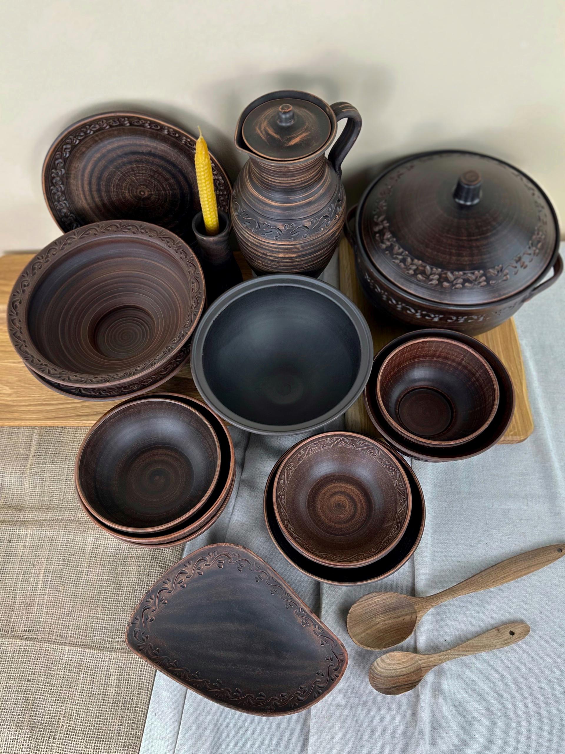 Набор керамической глиняной посуды Рождественский Двенадцать блюд большой декор (3129-4) - фото 5