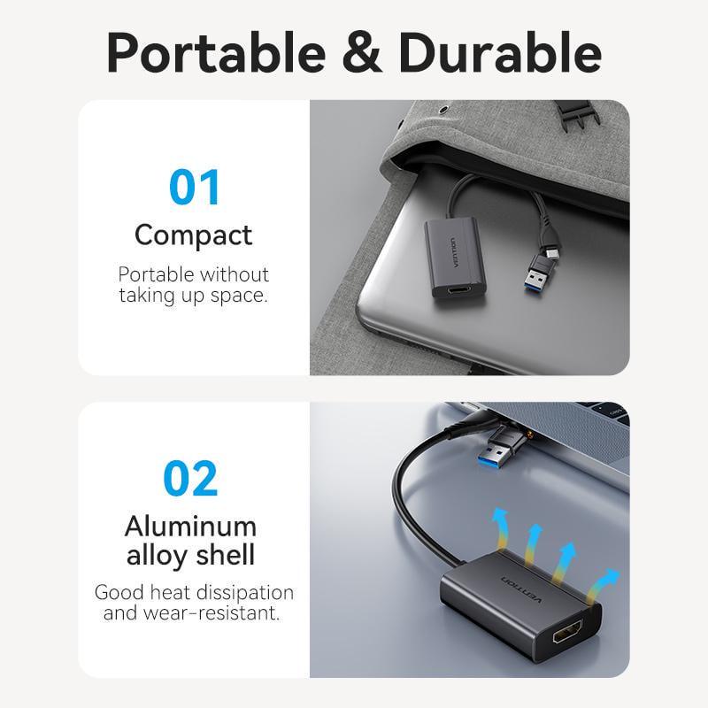 Кабель Vention Type-C/USB-HDMI 1080p 60Гц USB-C/USB-A для HDMI металлический Черный (ACYHB) - фото 11 Кабель Vention Type-C/USB-HDMI 1080p 60Гц USB-C/USB-A для HDMI металлический Черный (ACYHB) - фото 11