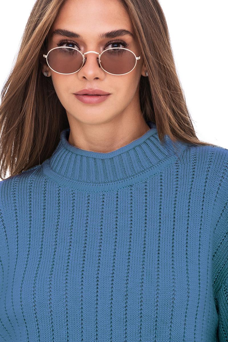 Джемпер с воротником-стойкой  SVTR р. 50-52 Джинсовый (557) - фото 3