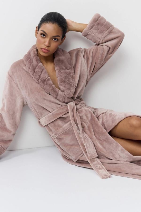 Халат махровий жіночий Aruelleтеплий L Рожевий (Demi-bathrobe) - фото 5