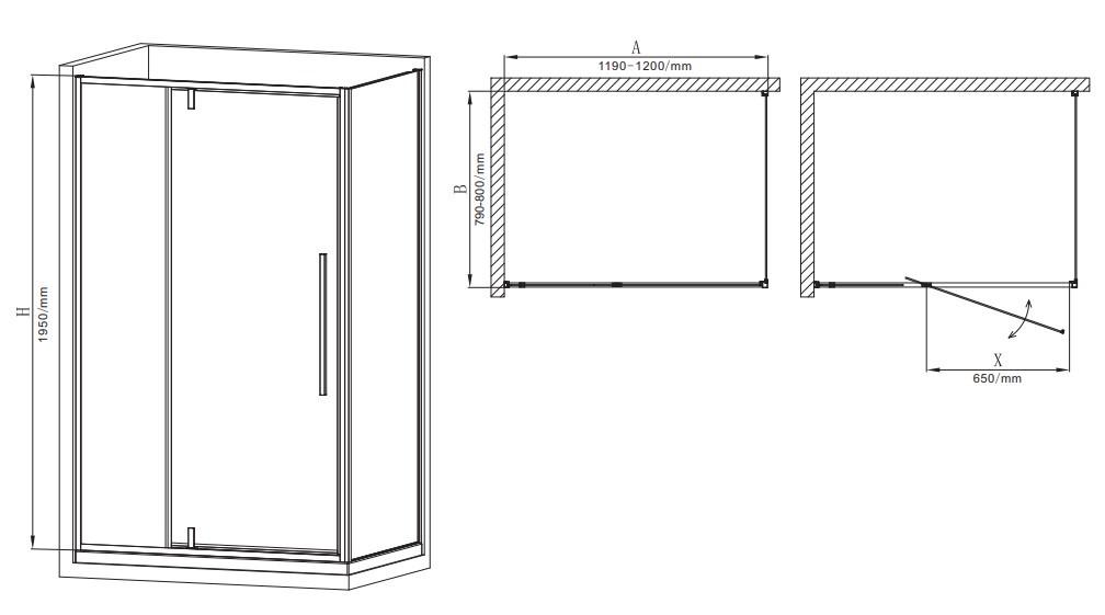 Душевая кабина без поддона MIXXUS Premium BEVEL SC01-120x80x195-TR прозрачное стекло 6 мм Chrome (MI6871) - фото 4 Душевая кабина без поддона MIXXUS Premium BEVEL SC01-120x80x195-TR прозрачное стекло 6 мм Chrome (MI6871) - фото 4