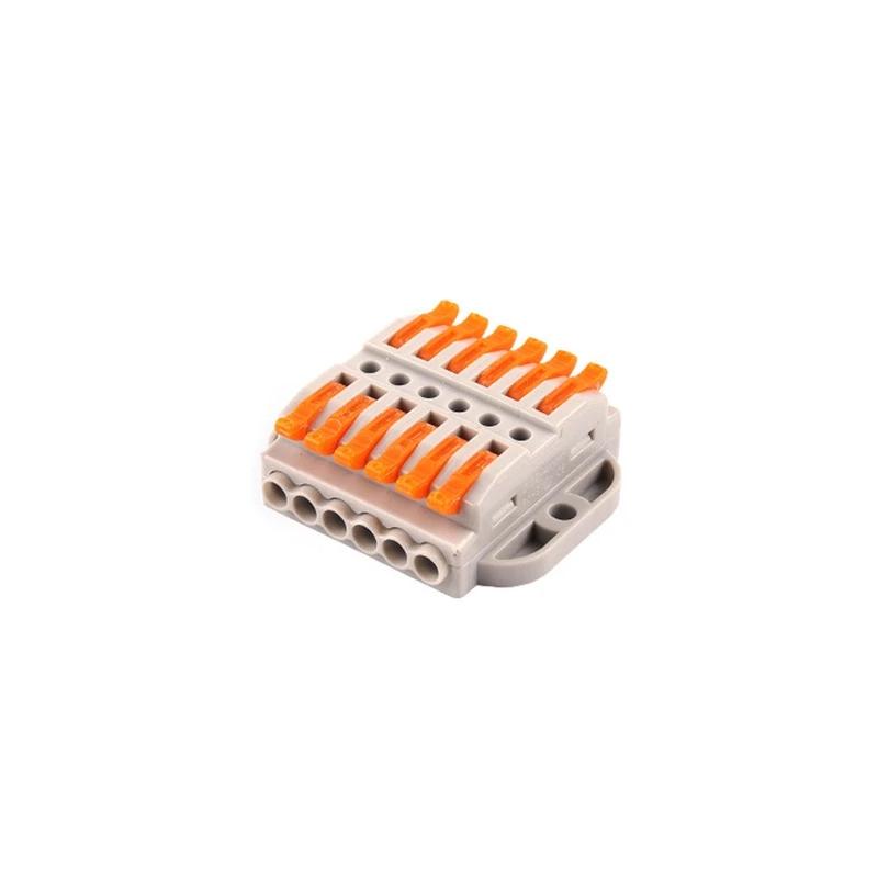 Клемма проходная Tactix 0,08-4 мм2 32А 6х1-6х1 одинарная 41,5х45,7х14,8 мм рычаг крепеж 3,1 мм Оранжевый (223-6P)