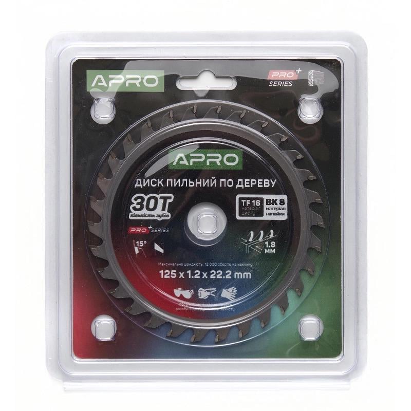 Диск пильный по дереву Apro PRO 125х22,2 мм 30T (830109) - фото 2