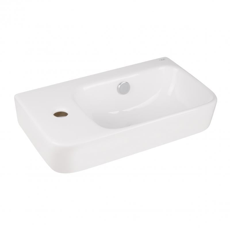 Раковина підвісна прямокутна ліва з донним клапаном Qtap Tern 450х260х155 мм White (10949196) - фото 4
