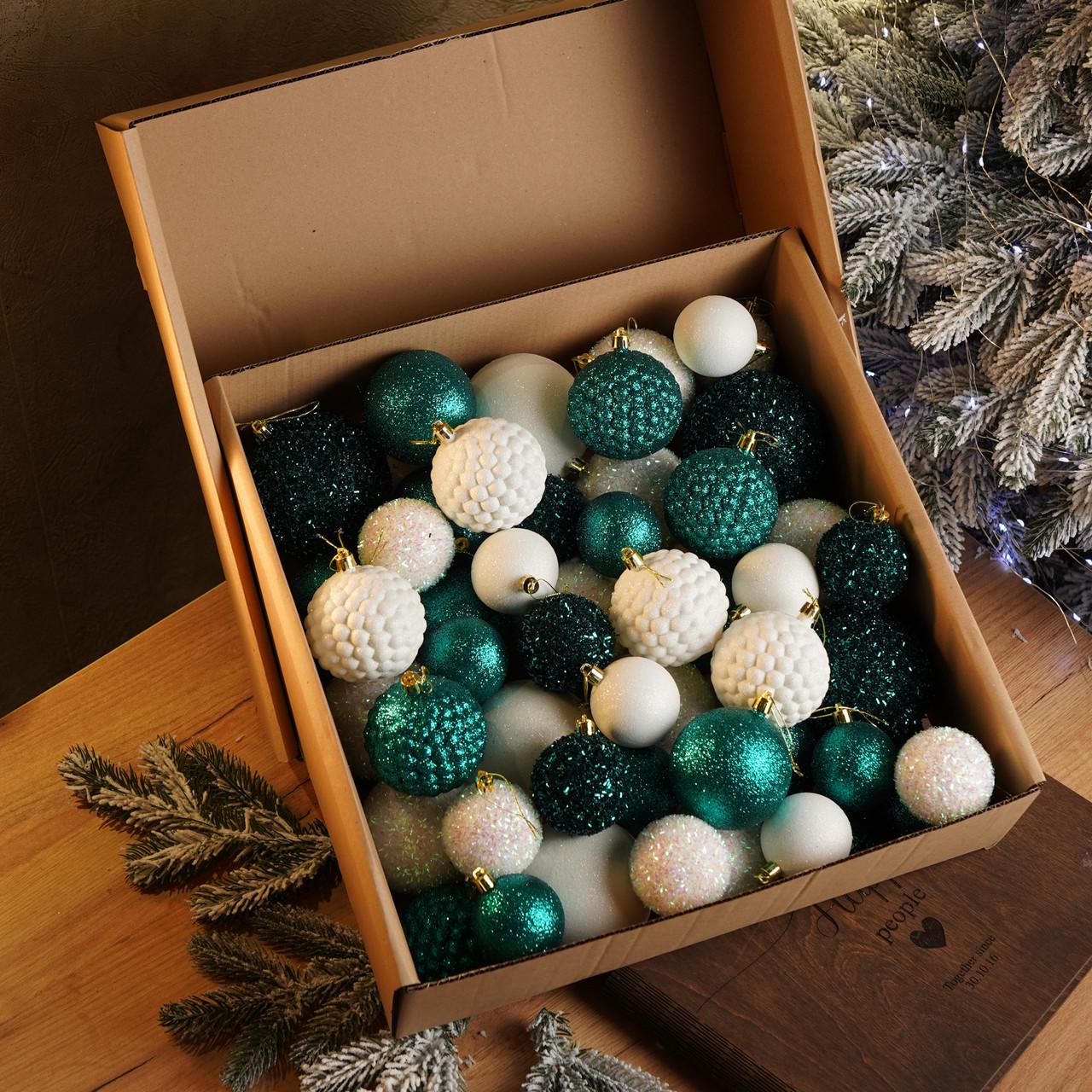 Набір новорічних кульок Блиск 40 шт. Смарагдовий - фото 1