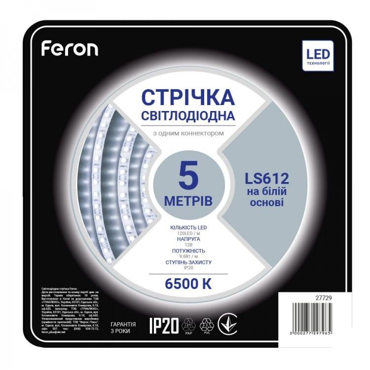 Світлодіодна стрічка Feron LS612 9.6 Вт/м 12 В 6500K 5 м (iz16965) Світлодіодна стрічка Feron LS612 9.6 Вт/м 12 В 6500K 5 м (iz16965)