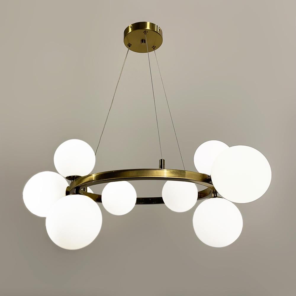 Люстра кольцевая с 9 белыми плафонами Ø 60 см Латунь (BM 62/9 AB)