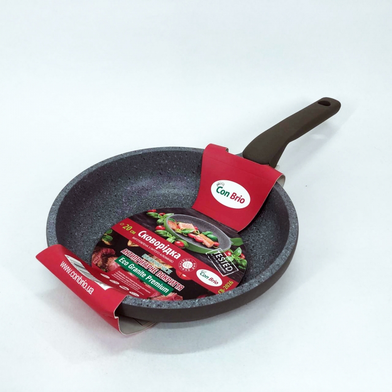 Сковорода Con Brio CB-2026 Eco Granite Premium 20 см Gray (tf5158) - фото 3 Сковорода Con Brio CB-2026 Eco Granite Premium 20 см Gray (tf5158) - фото 3