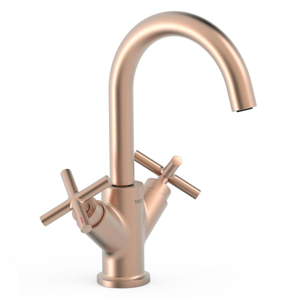 Смеситель для умывальника Tres Mont Blanc 28310301OPM двухвентильный Золотой (175918)