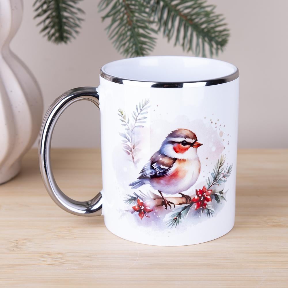 Чашка с серебряным ободком Птичка 330 мл (4541-3)