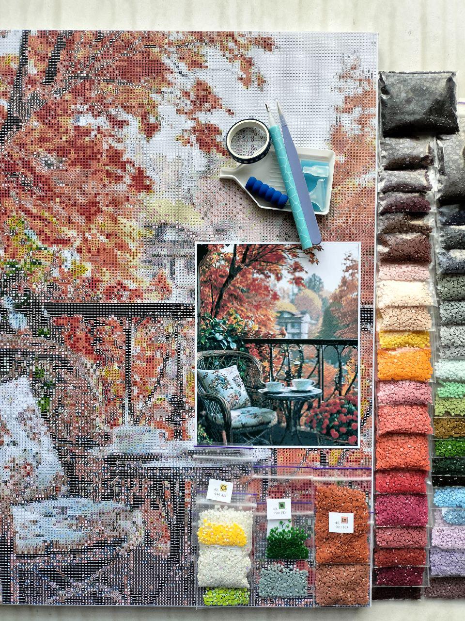 Алмазная мозаика АлМазка С видом на осень квадратные алмазы без подрамника 40x50 см (АлМ-289) - фото 7 Алмазная мозаика АлМазка С видом на осень квадратные алмазы без подрамника 40x50 см (АлМ-289) - фото 7