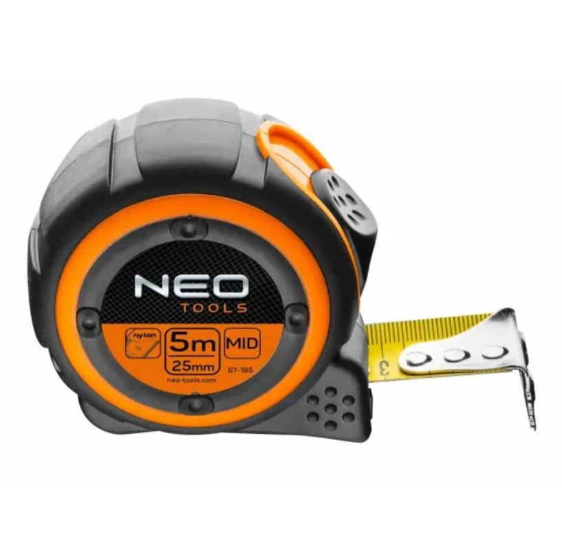 Рулетка 5 м x 25 мм Neo Tools стальная лента магнит (67-185)