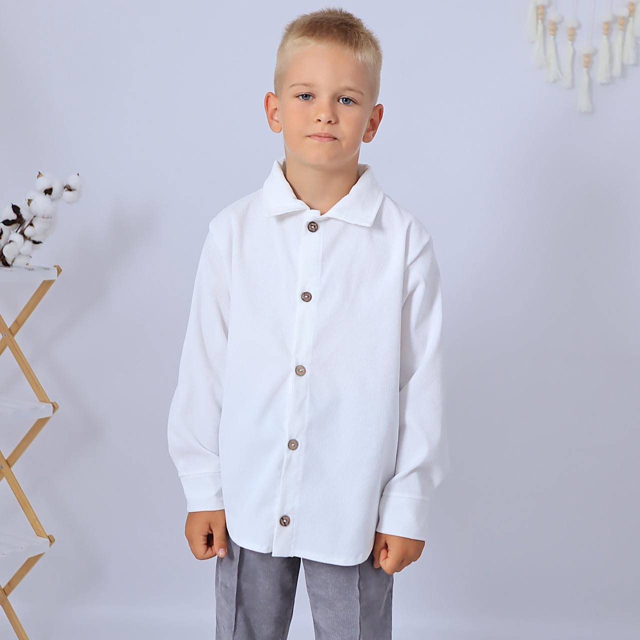 Сорочка дитяча вельветова святкові на гудзиках для хлопчика Білий (1335350123)