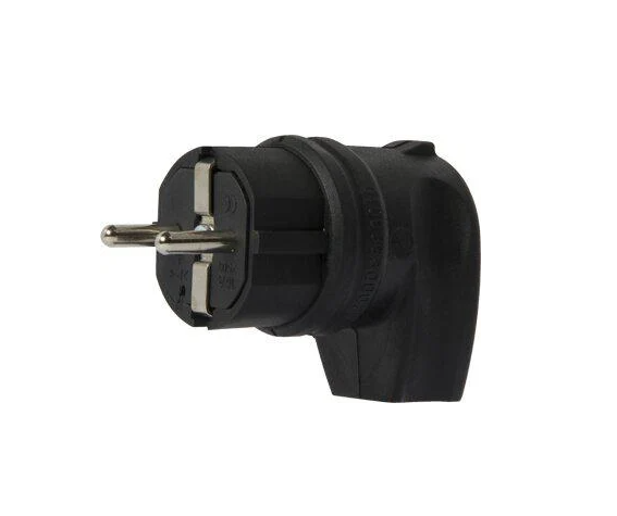 Вилка кутова E.NEXT e.plug.rubber.angle.027.16 із заземленням каучукова 16А (s9100030) - фото 1