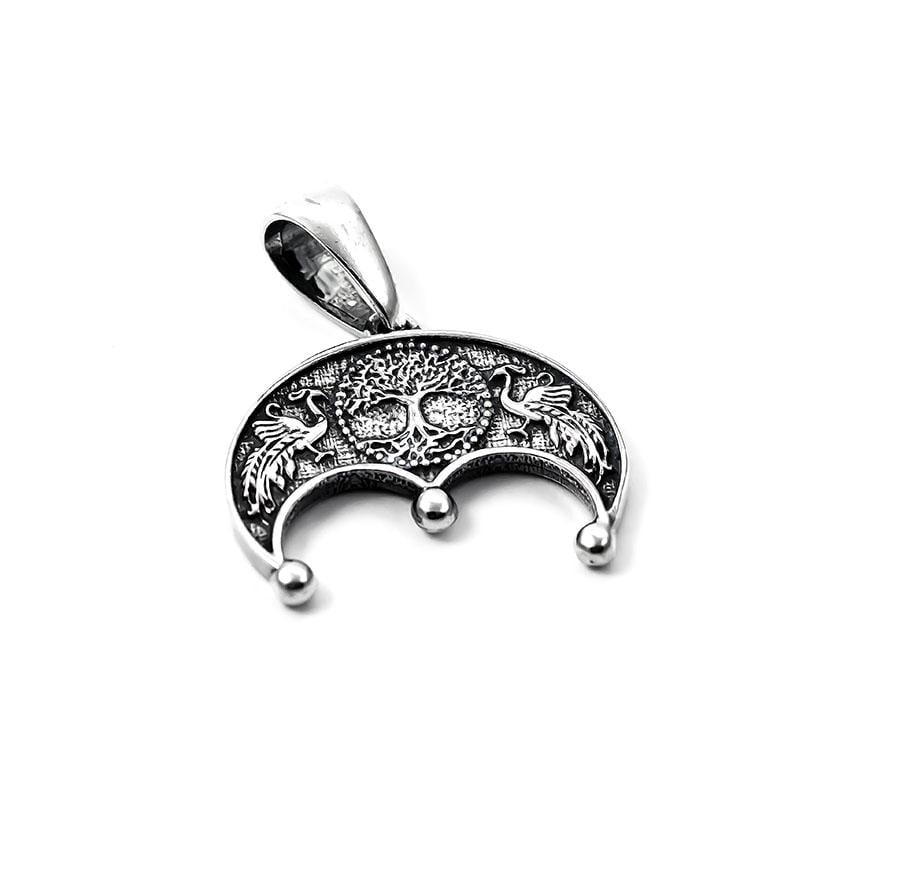 Кулон оберег Maxi Silver 9327 Лунница с деревом жизнь и алатырь (89327)