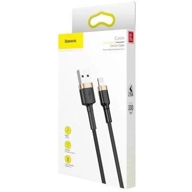 Кабель для быстрой зарядки BASEUS Cafule Cable USB to Lightning 2,4 A 1 м Black/Gold (CALKLF-BV1) - фото 11 Кабель для быстрой зарядки BASEUS Cafule Cable USB to Lightning 2,4 A 1 м Black/Gold (CALKLF-BV1) - фото 11