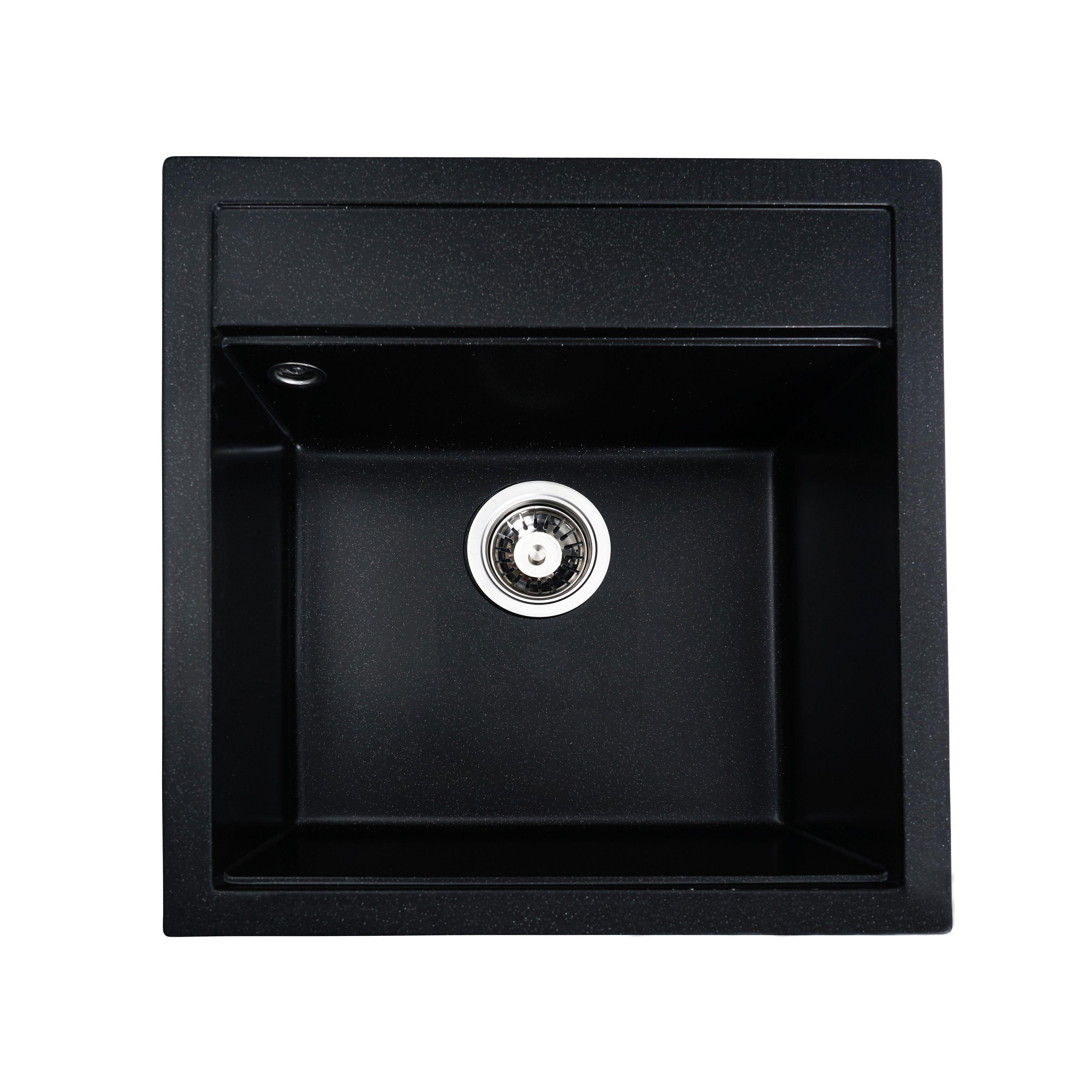 Мойка кухонная Platinum PLS-A26584 прямоугольная гранитная 485x505 мм Черный (151065)
