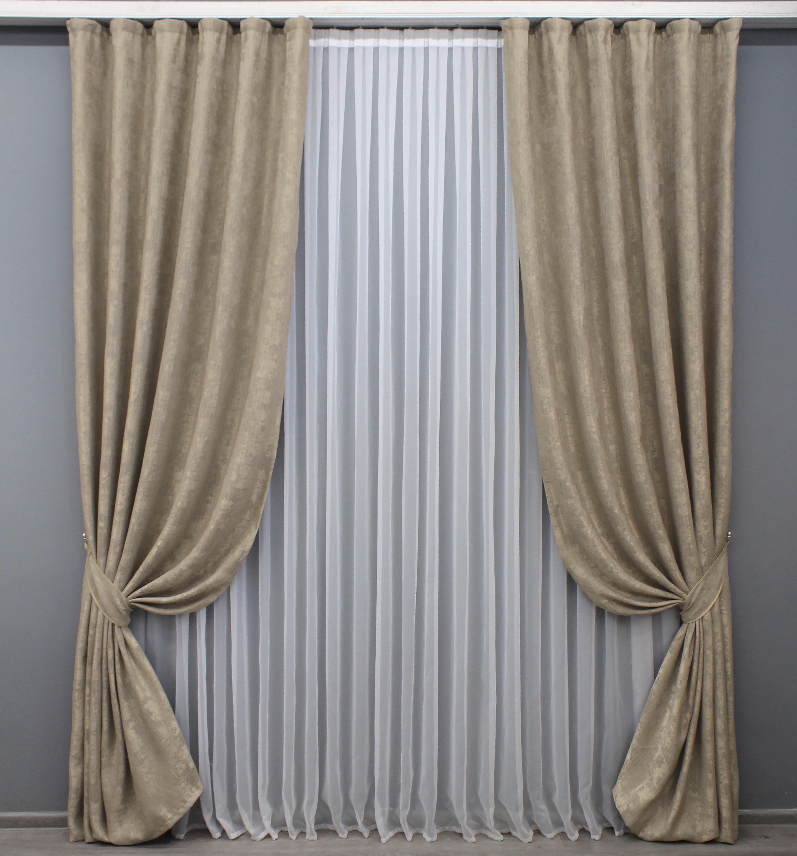 Комплект готовых штор VR-Textil Жаккард Sultan XO №1683ш 100х270 см 2 шт. Капучино (31-747)