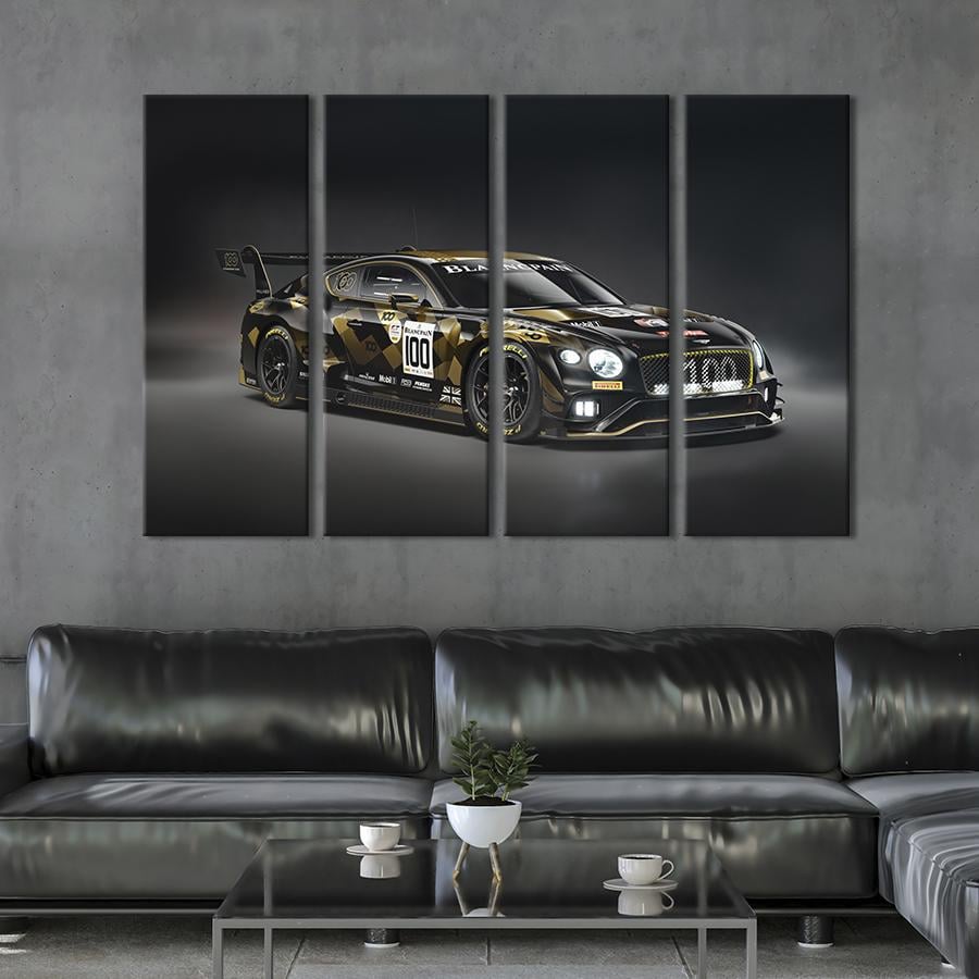 Картина на холсте Люксовый чёрно-золотой Bentley Continental 209x133 см (1260-41)