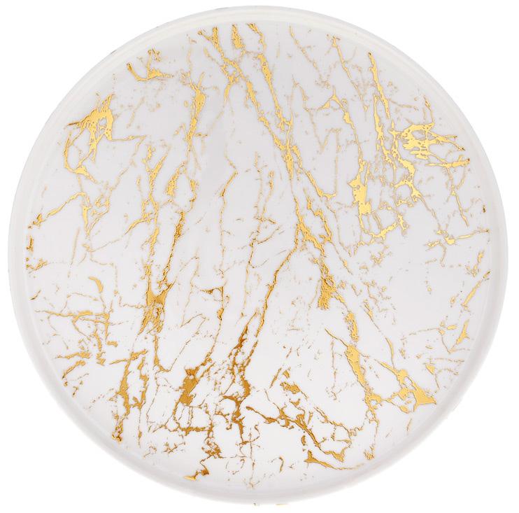 Блюдо фарфоровое Мраморная Роскошь 28х28х2 см Белый с золотом (BD-988-291)
