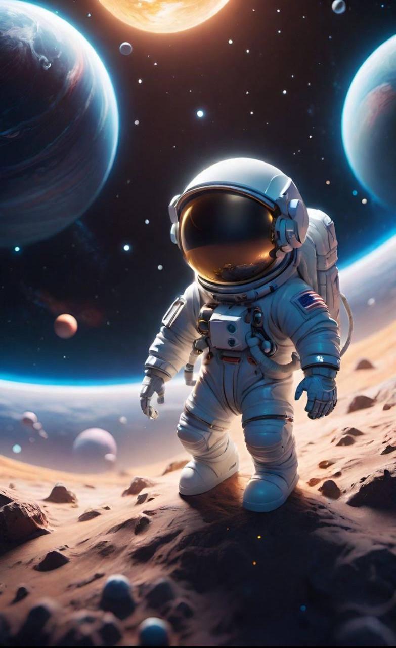 Алмазна мозаїка ColorArt Космонавт і голограмні алмазики на підрамнику 30x50 см (ТР913)