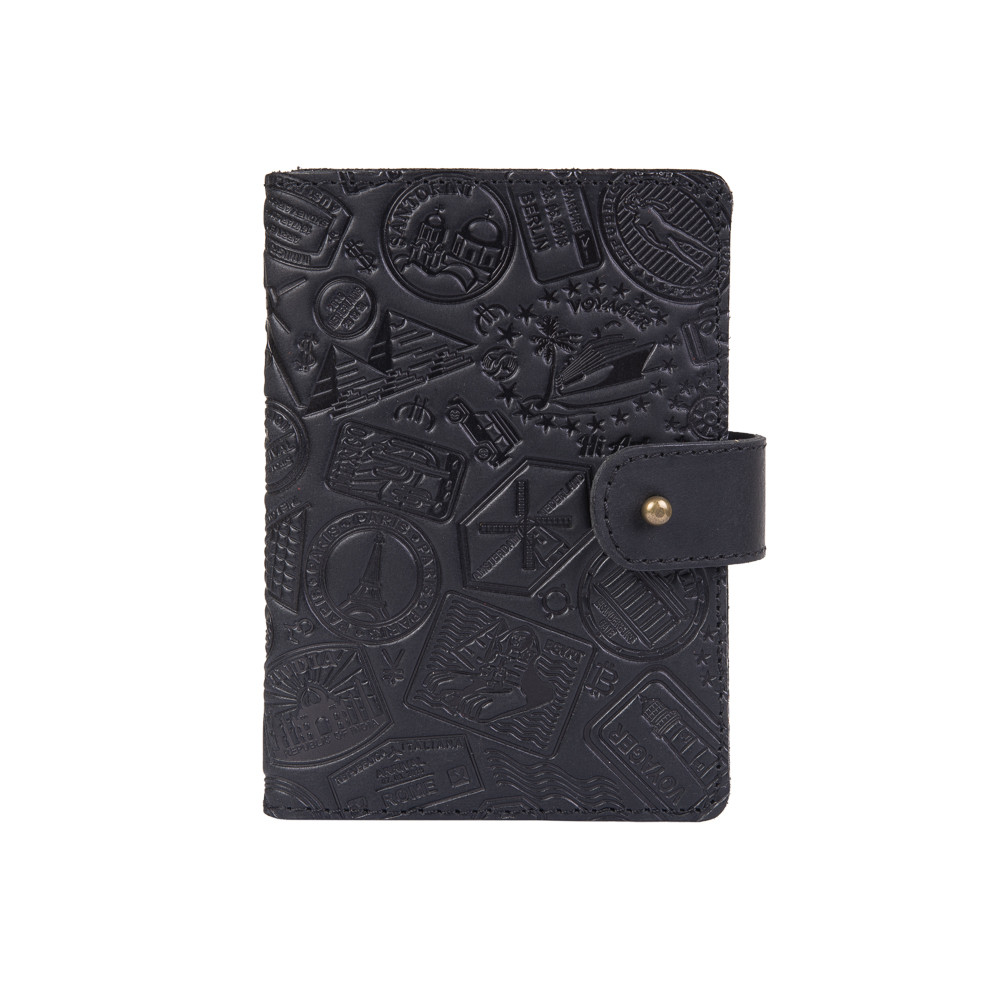 Портмоне HiArt Let's Go Travel PB-02/1 Shabby Night из натуральной кожи для паспорта/ID документов Черный (PB-02/1-S19-4205-T007)